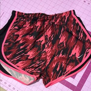 Nike Women's Vibrant Red and Black Athletic Shorts